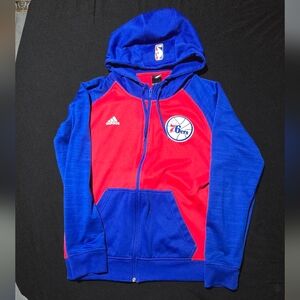 Adidas NBA Philadelphia 76ers Full Zip Hoodie – Blue/Red – Size M